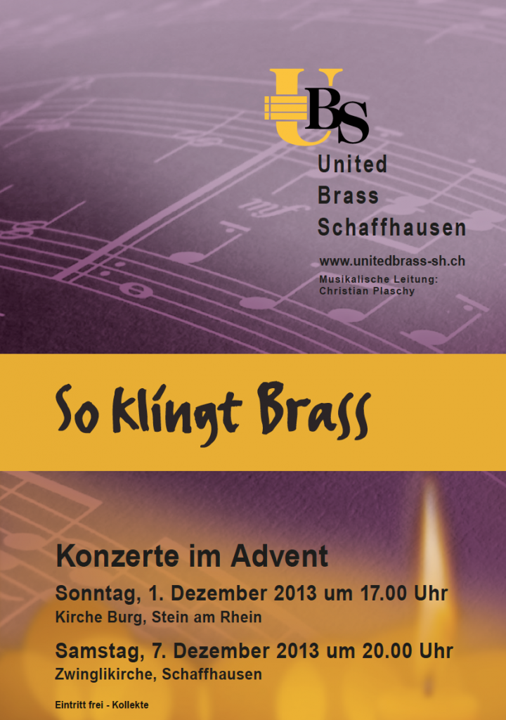 Konzertprogramm United Brass Schaffhausen Advent